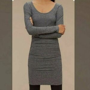 TNA Aritzia Long Sleeve Ruched Dress Gray XS